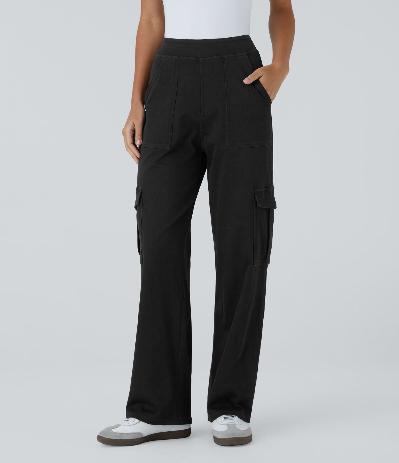 Halara Flex™ Taille Mi-Haute Multiples Poches Jambe Droite Jean Cargo Décontracté Extensible