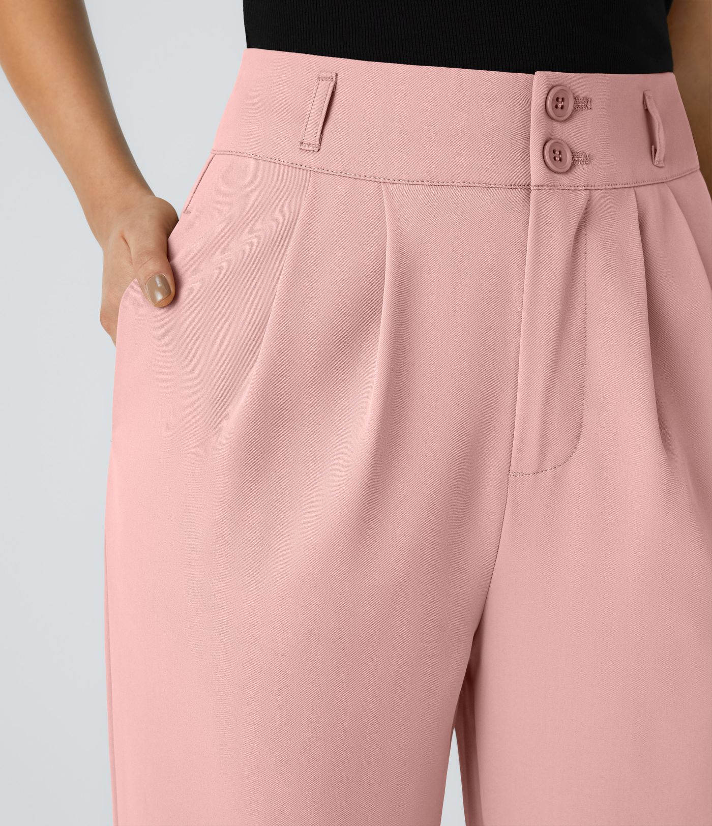 Pantalon de travail Halara Flex™ droit froncé avec poche zippée, taille haute