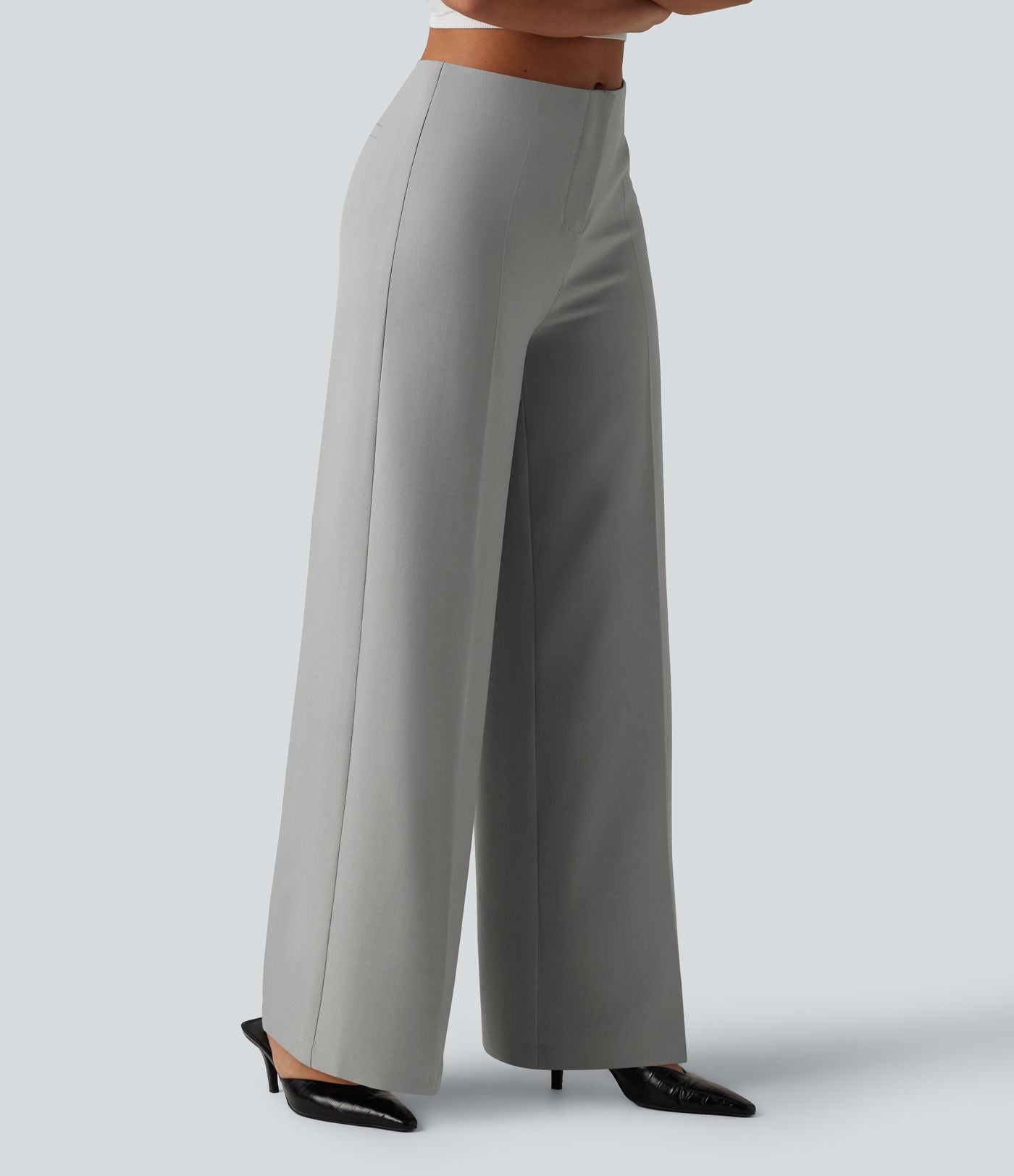 Pantalon tailleur large taille basse avec poches