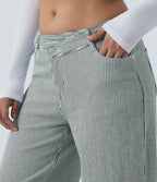 Jean ample Halara Flex™ asymétrique casual à rayures taille mi-haute avec poches