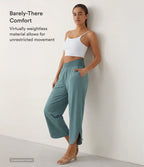 Breezeful™ Pantalon Fluide Vacances Séchage Rapide Taille Haute Croisée Poches Latérales Plissées Fente