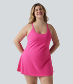 Robe de danse grande taille SoftlyZero™ Plush effet push-up dos nu avec bretelles réglables croisées et brassière intégrée – Édition Easy Peasy