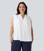 Blouse travail grande taille col V sans manches
