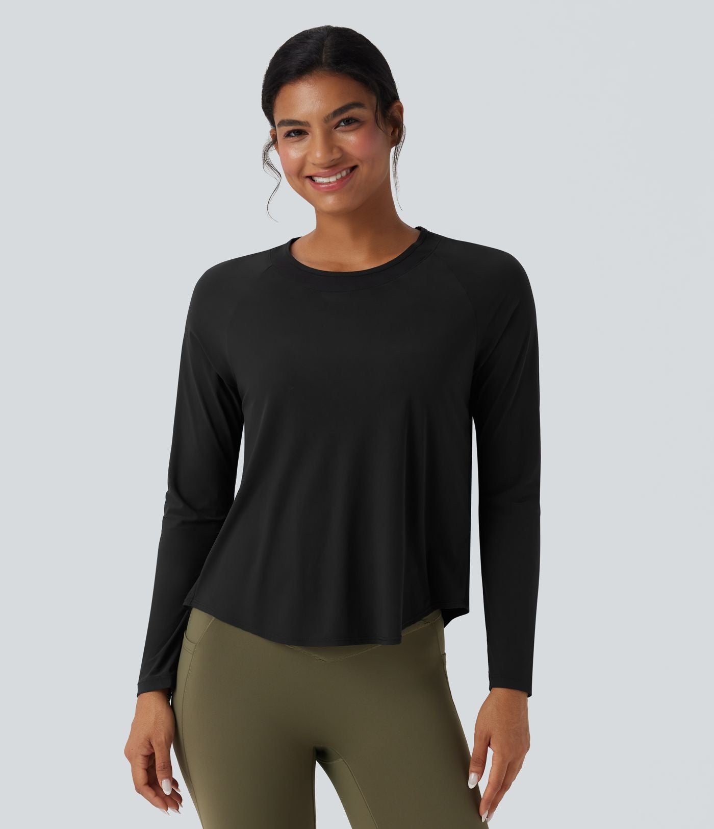 Haut de sport running séchage rapide toucher frais mesh contrastant ourlet arrondi