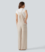 Salopette casual rayée effet lin avec poches