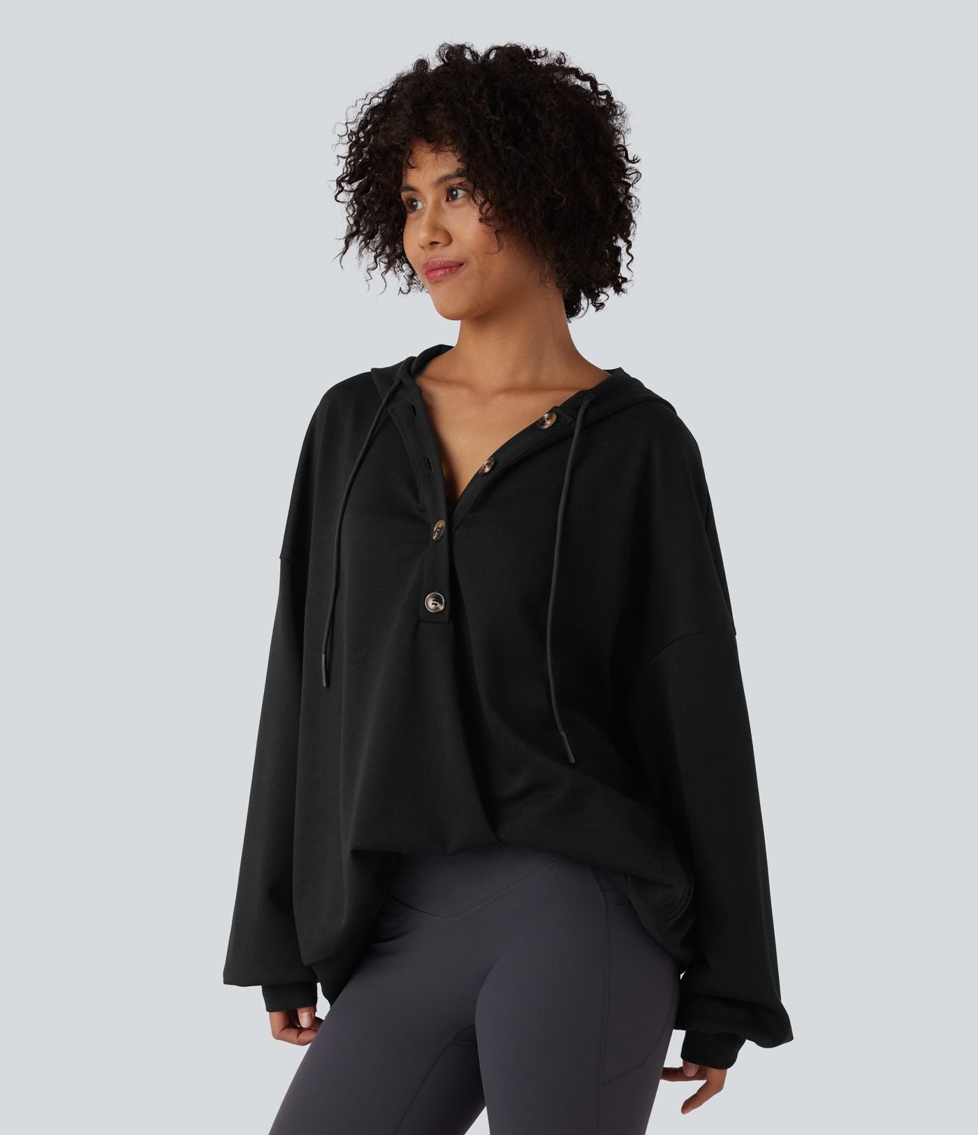 Sweat-shirt décontracté à capuche, cordon de serrage, manches longues et poches