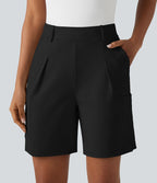 Short tailleur cargo ample à taille haute plissé DayStretch avec poches