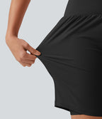 Short de yoga 2-en-1 taille haute croisée en SoftlyZero™ Airy à effet frais InstantCool 22,9 cm avec poches