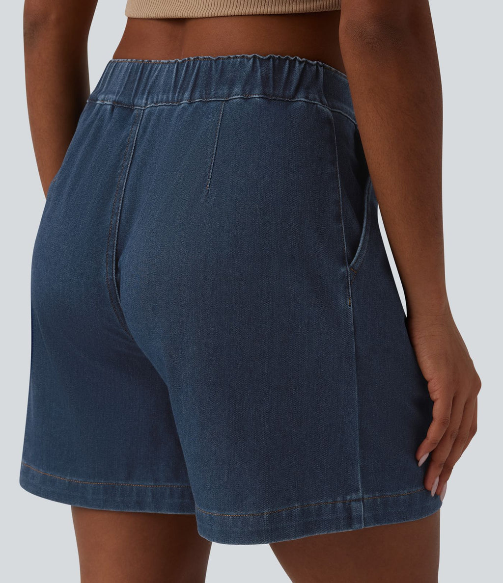 Bermuda en jean Halara Flex™ casual taille mi-haute avec poches