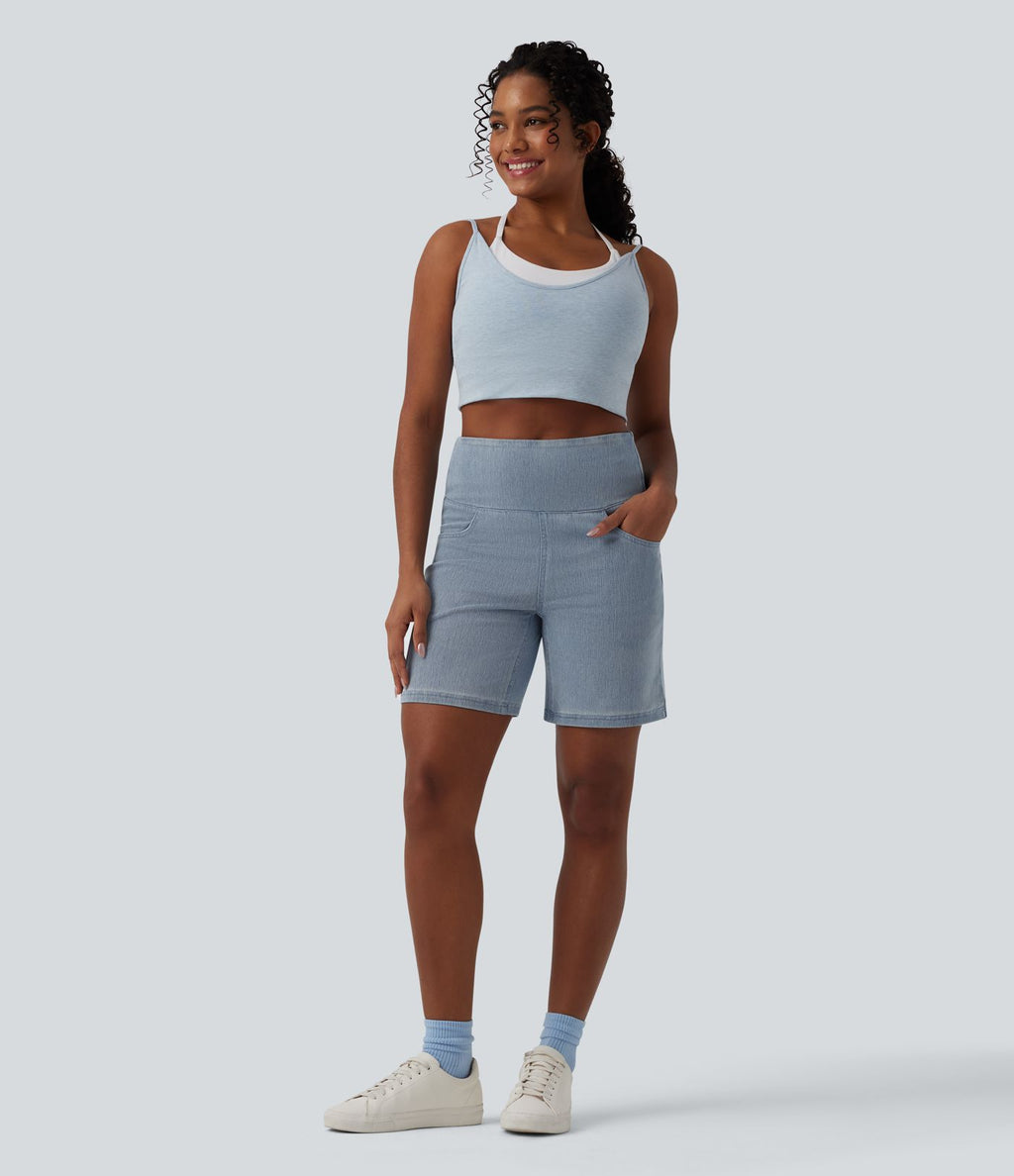 Short en jean Halara Flex™ casual gainant taille haute 17,5 cm avec poches