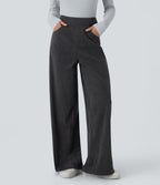 Pantalon velours côtelé tailleur et large Halara Flex™, taille haute, avec poches