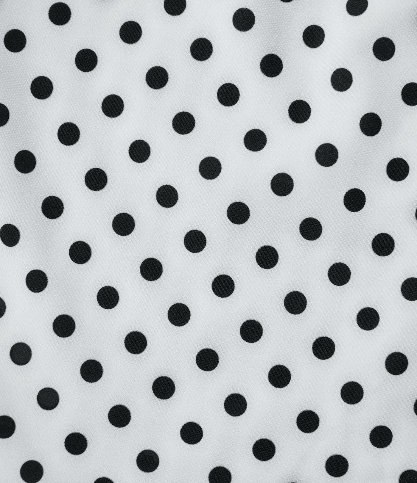 Robe midi à pois col V avec manches courtes, lien côté et poches