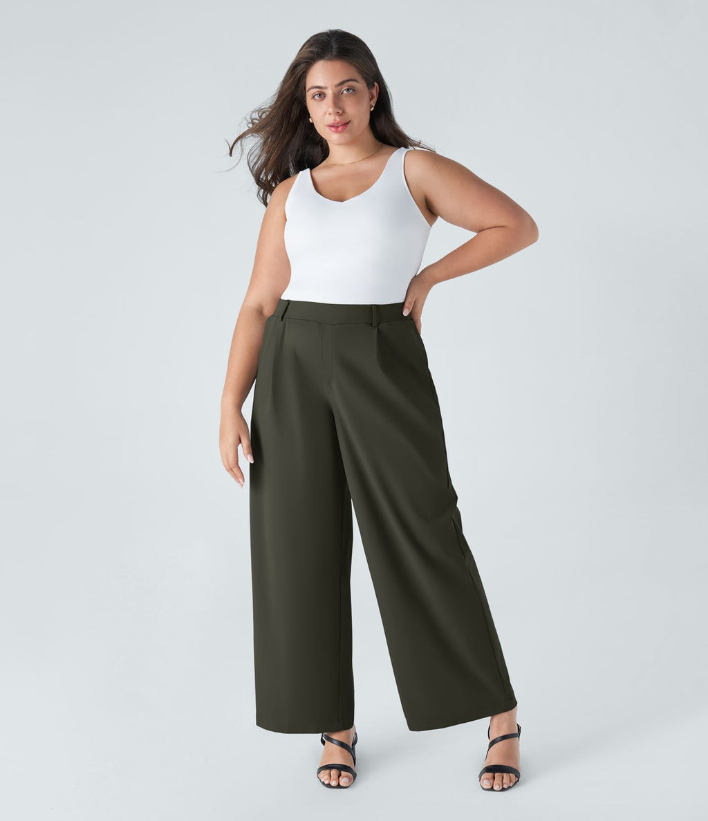 Pantalon de travail grande taille coupe droite taille haute Halara Flex™ DayStretch avec poches