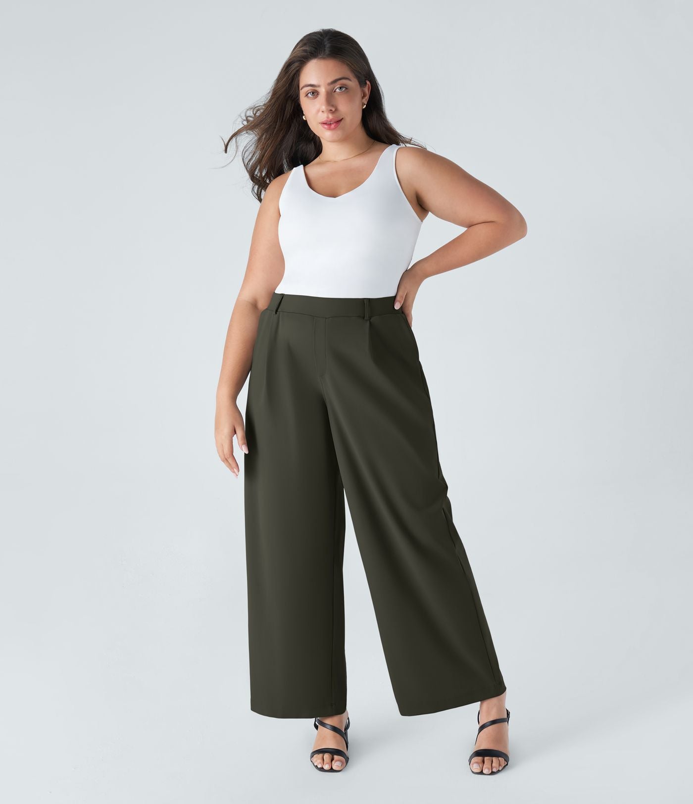 Pantalon de travail grande taille coupe droite taille haute Halara Flex™ DayStretch avec poches