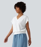 Haut de sport yoga oversize col V à manches courtes effet frais InstantCool à séchage rapide