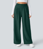 Pantalon Tailleur Large Fluide Halara Flex™ Gaufré Taille Haute Poches Latérales