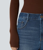 Jean boyfriend taille basse extensible délavé avec poches multiples Halara Flex™