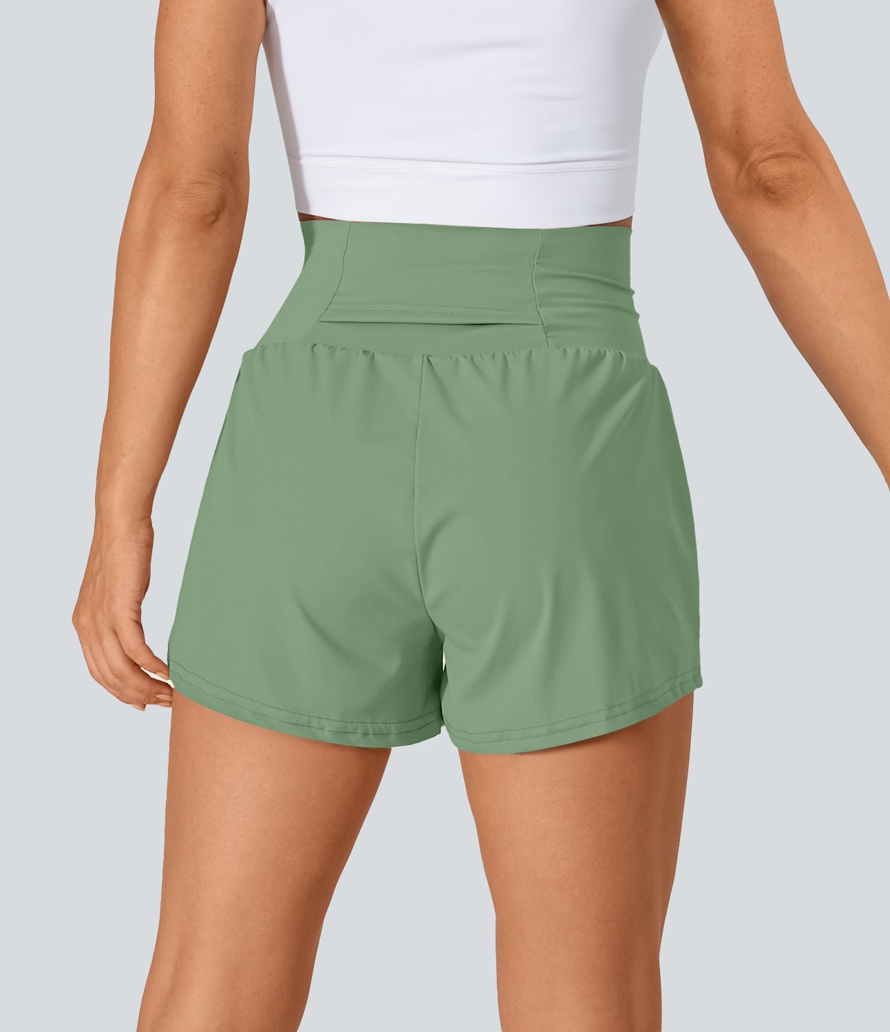 Short 7,5cm Yoga 2 en 1 Super Taille Haute Poches Arrière Poches Cachées Latérales