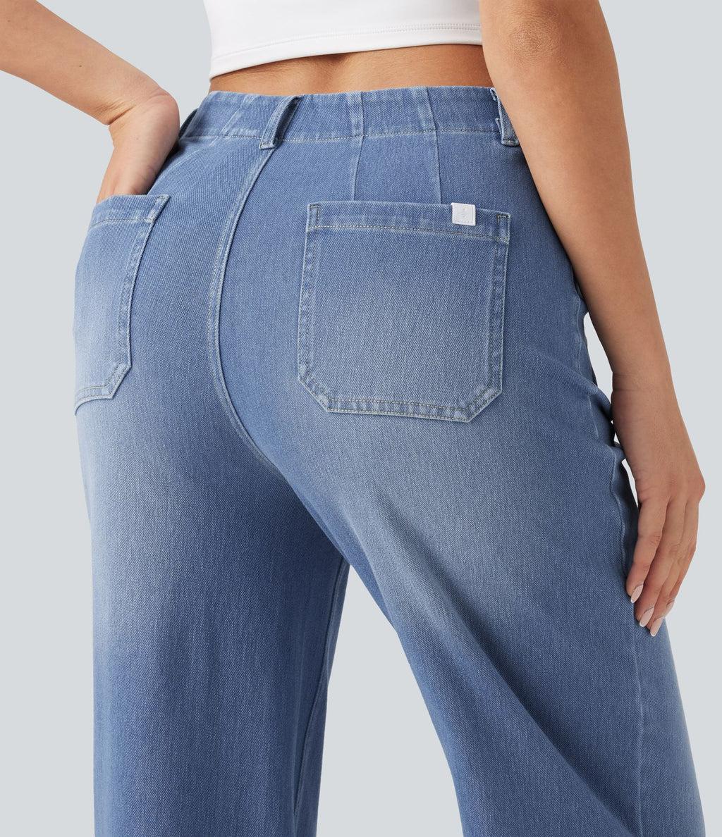 Jean décontracté taille haute à jambes droites Halara Flex™ avec poches