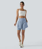 Short de yoga SoftlyZero™ Airy 2-en-1 taille ultra-haute effet frais InstantCool 17,5 cm avec poches