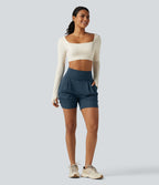 Short de yoga SoftlyZero™ 13 cm Airy effet frais InstantCool taille haute froncé avec poches