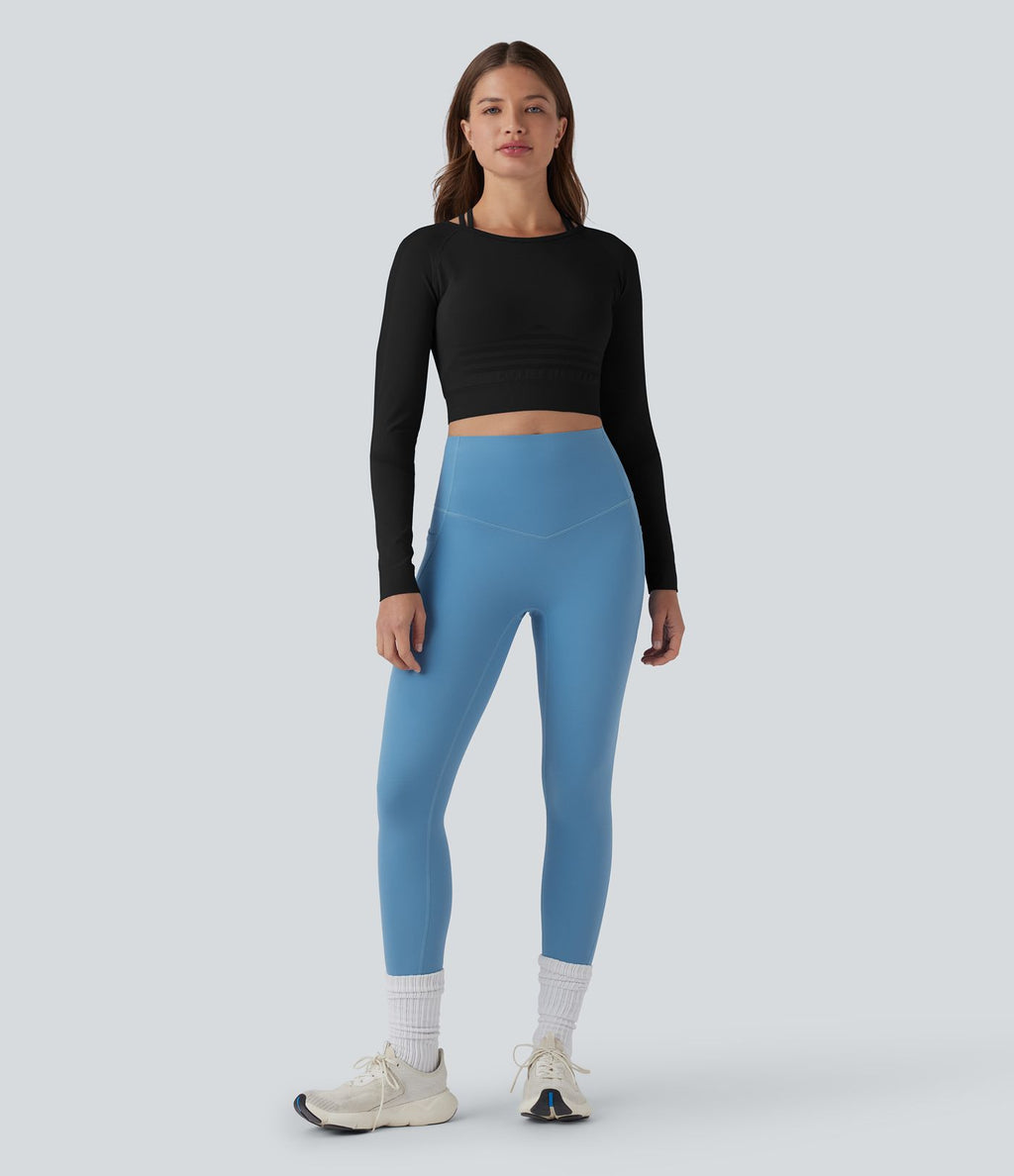 OneForm Seamless Flow Top de sport 2-en-1 court yoga à manches longues raglan