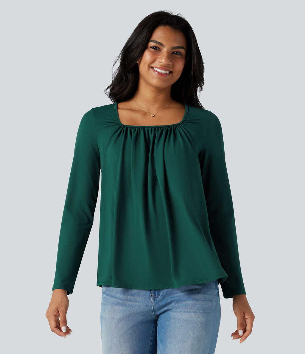 T-shirt col carré manches longues