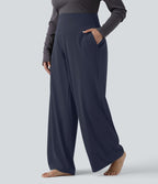 Pantalon de yoga grande taille jambes droites taille haute gainant Halara UltraSculpt™ avec poches