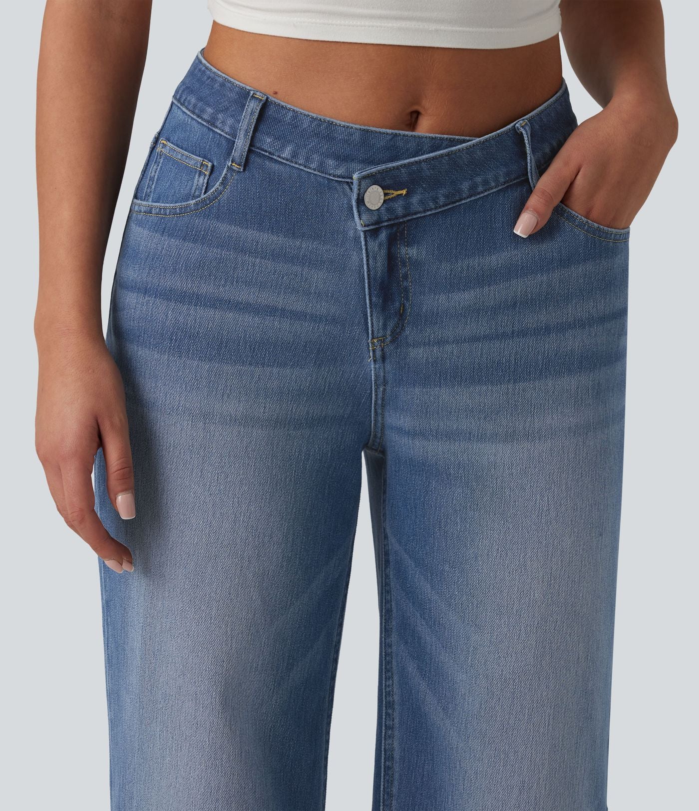 Jean large Halara Flex™ taille mi-haute asymétrique avec ourlet retroussé et poches