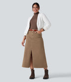 Jupe en jean colorée Halara Flex™ fendue mi-longue taille mi-haute avec poches