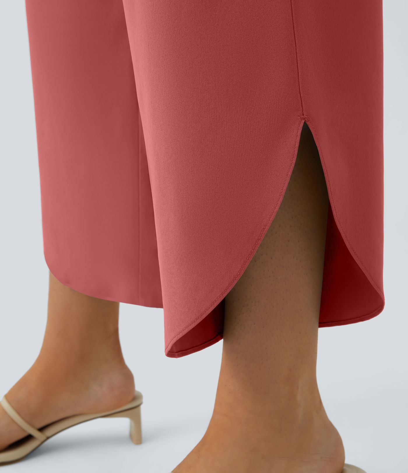 Breezeful™ Pantalon Fluide Vacances Séchage Rapide Taille Haute Croisée Poches Latérales Plissées Fente