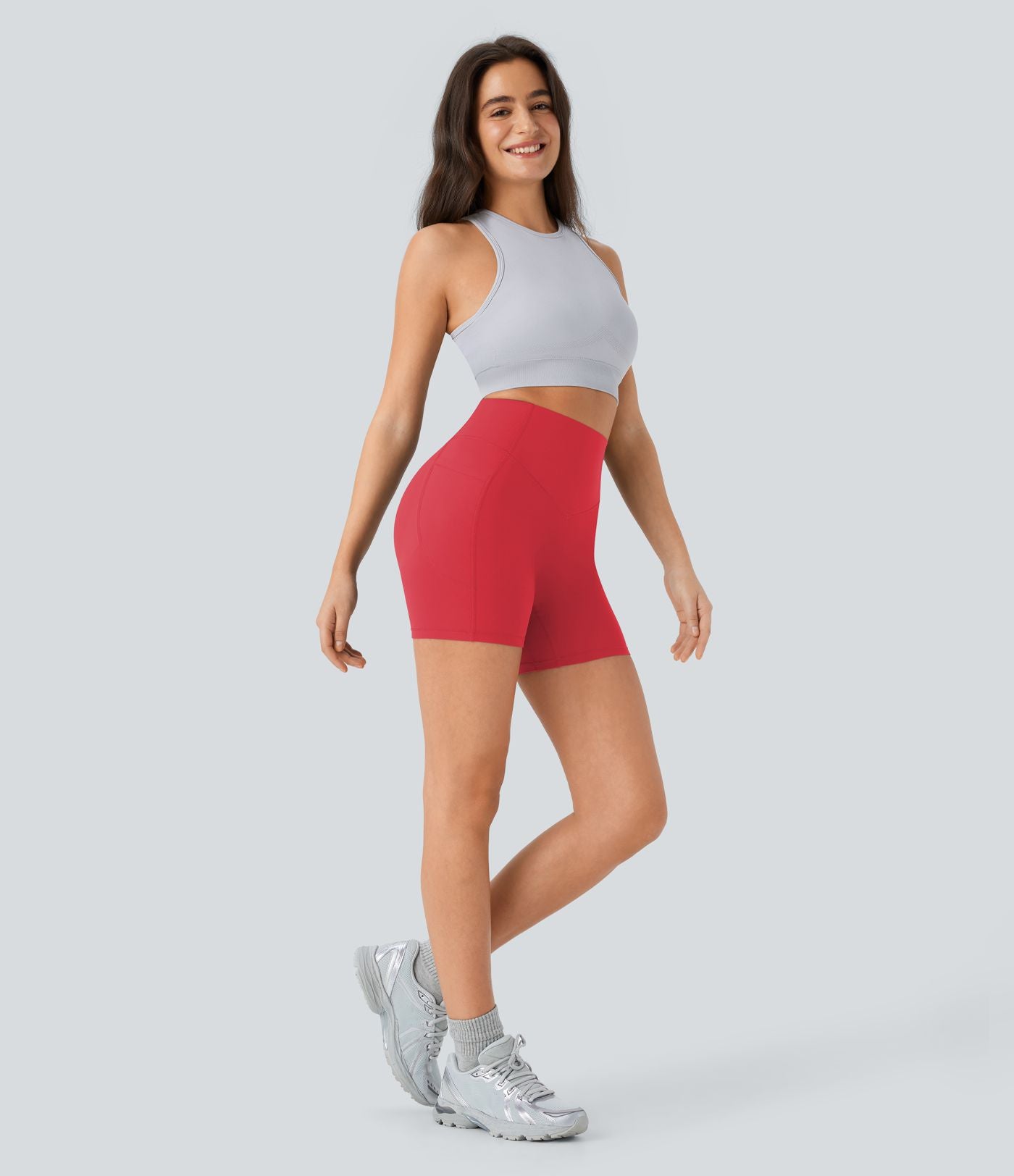 Short cycliste 12,5 cm d'entraînement gainant galbant taille haute avec effet scrunch et poches Halara UltraSculpt™