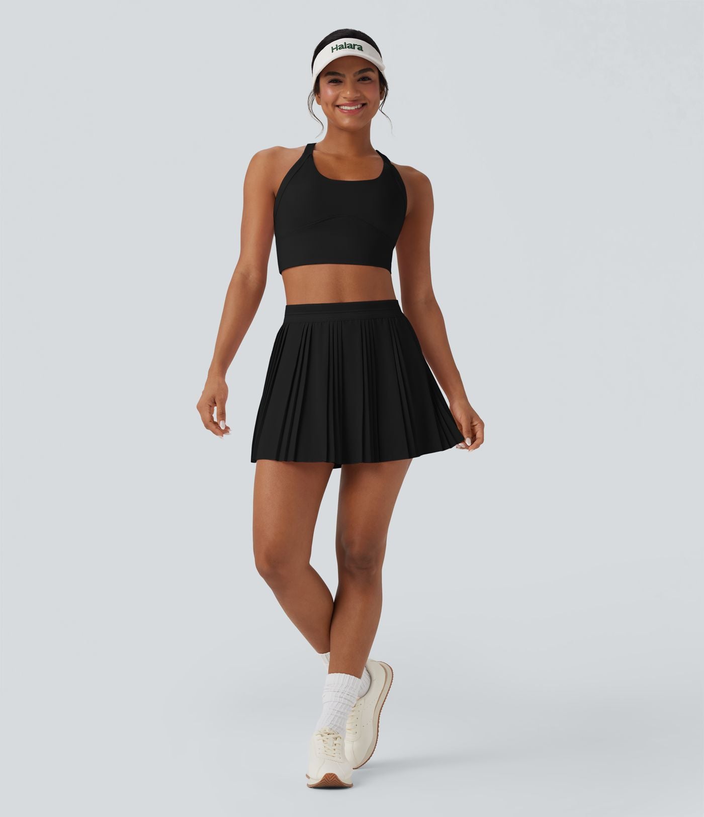Jupe tennis mini 2-en-1 taille haute plissée séchage rapide avec poches