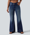 Halara Flex™ Jean évasé casual asymétrique taille mi-haute avec poches