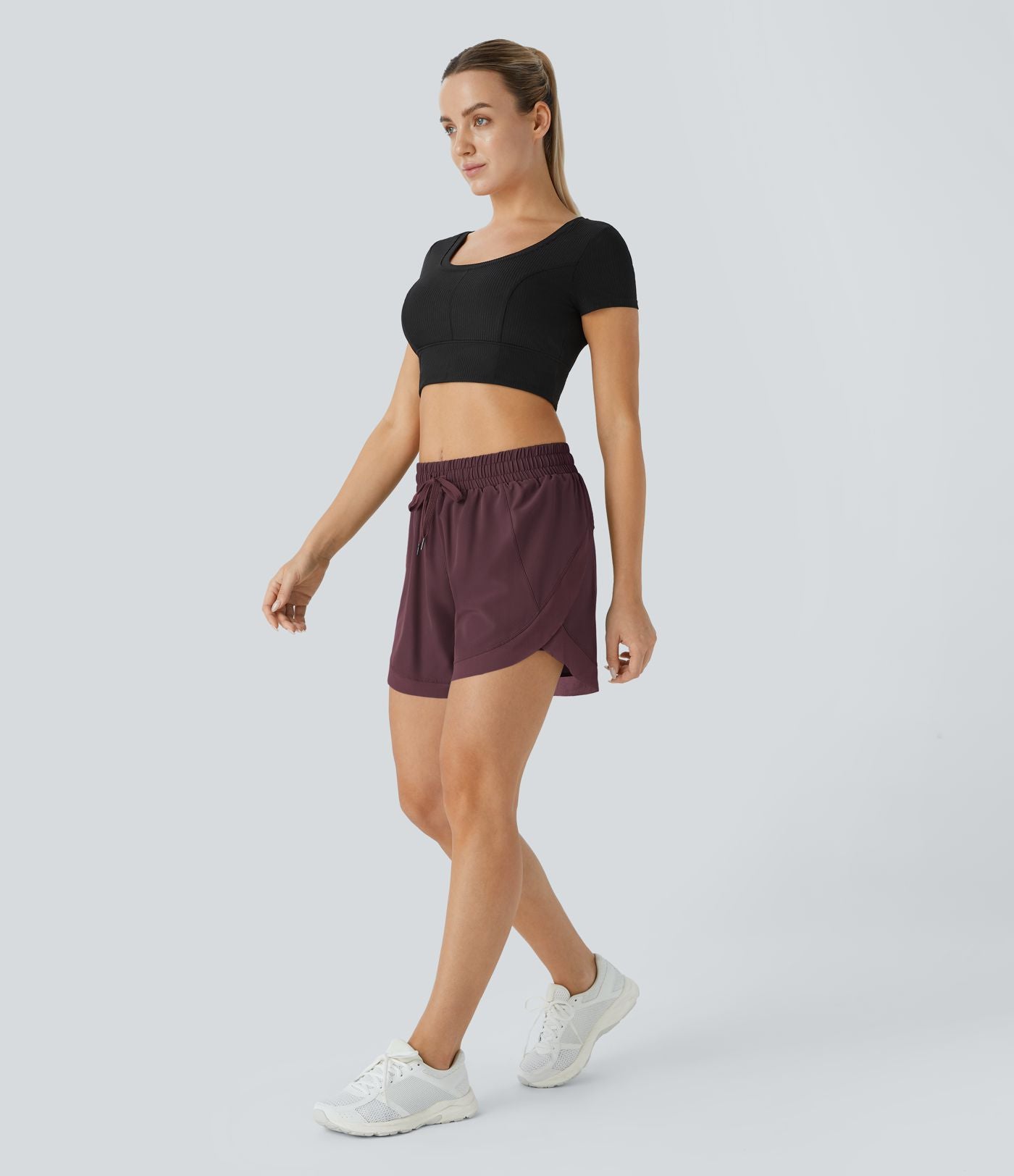 Short 12,5cm Running Fluide 2 en Taille Mi-Haut Cordon de Serrage Mesh Contrastant