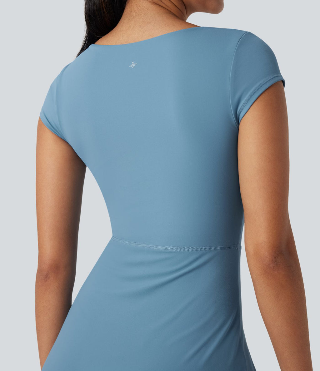 Robe décontractée mini 2-en-1 Softlyzero™ Plush à col carré style corset avec poche