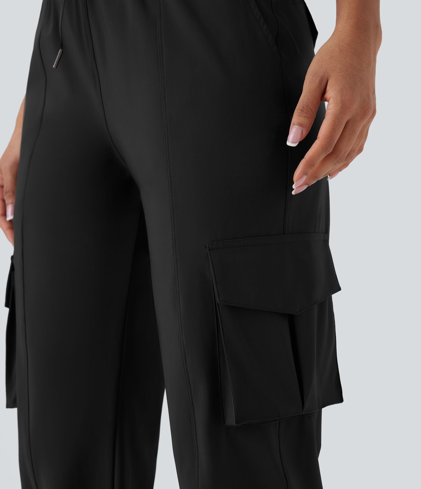 Pantalon cargo de danse taille haute avec cordon de serrage et poches multiples