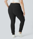 Patitoff™ Flow Jogging Longueur Complet Unis Grande Taille Résistants aux Poils d'Animaux à Taille Haute avec Cordon de Serrage et Poches Latérales