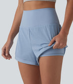 Short de yoga 2-en-1 gainant taille haute à œillets avec poche — 6,5 cm