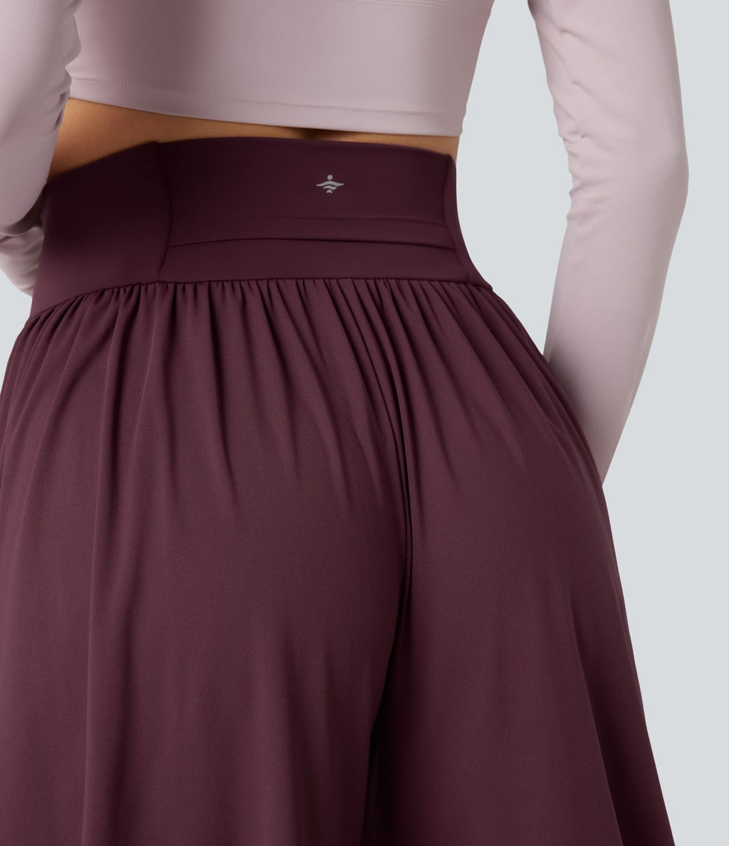 Pantalon baggy yoga SoftlyZero™ Airy froncé taille haute avec cordon de serrage et poches