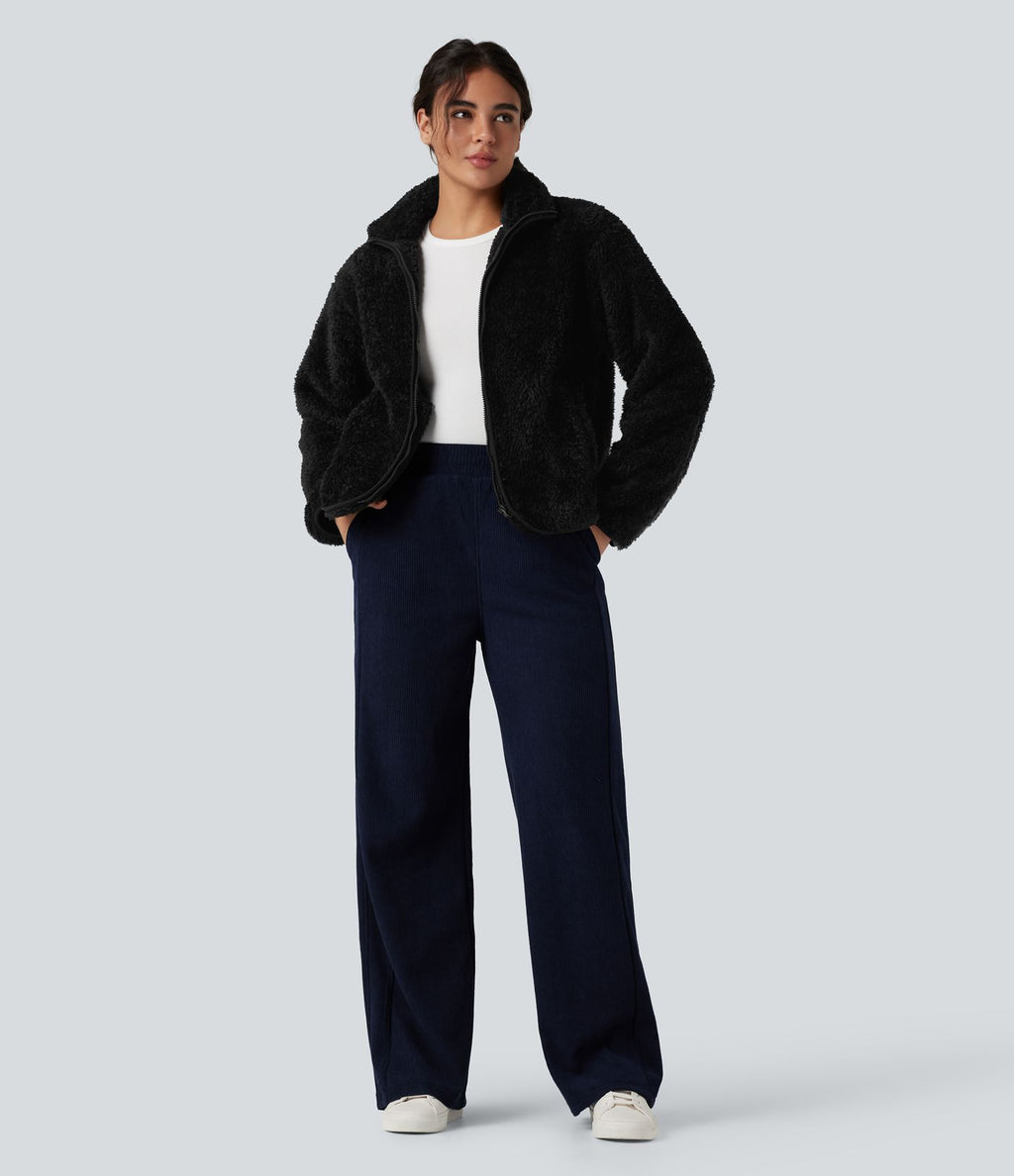 Veste sherpa col montant manches longues avec poches