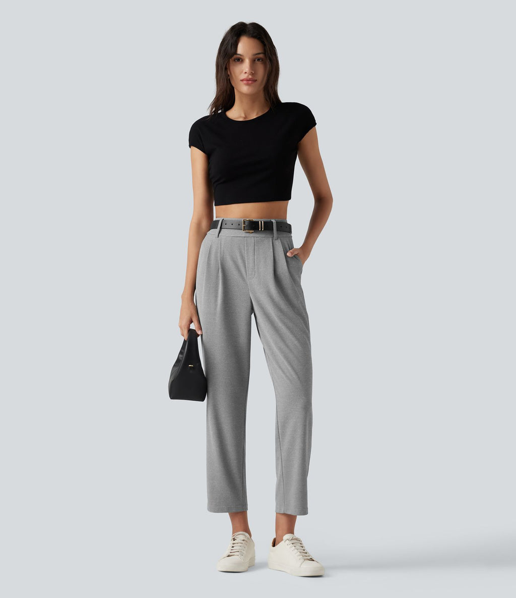 Halara Flex™ Pantalon tailleur fuselé taille haute en tissu gaufré avec poches