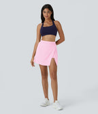 Softlyzero™ Airy Jupe Tennis Toucher Frais 2 en 1 avec Coupe Latérale et Poche Latérale - Pureté - UPF50+