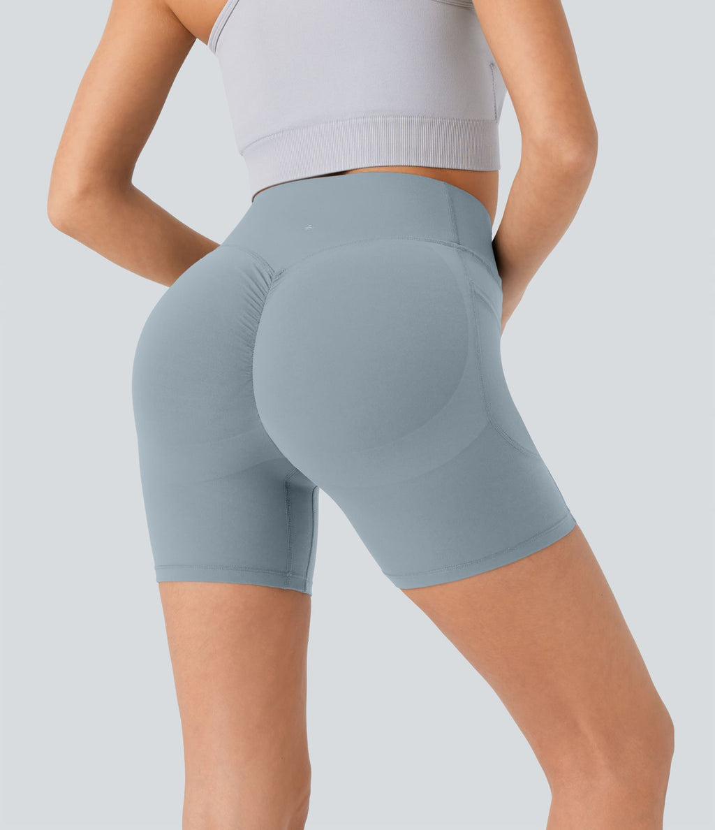 Short cycliste 12,5 cm d'entraînement gainant galbant taille haute avec effet scrunch et poches Halara UltraSculpt™