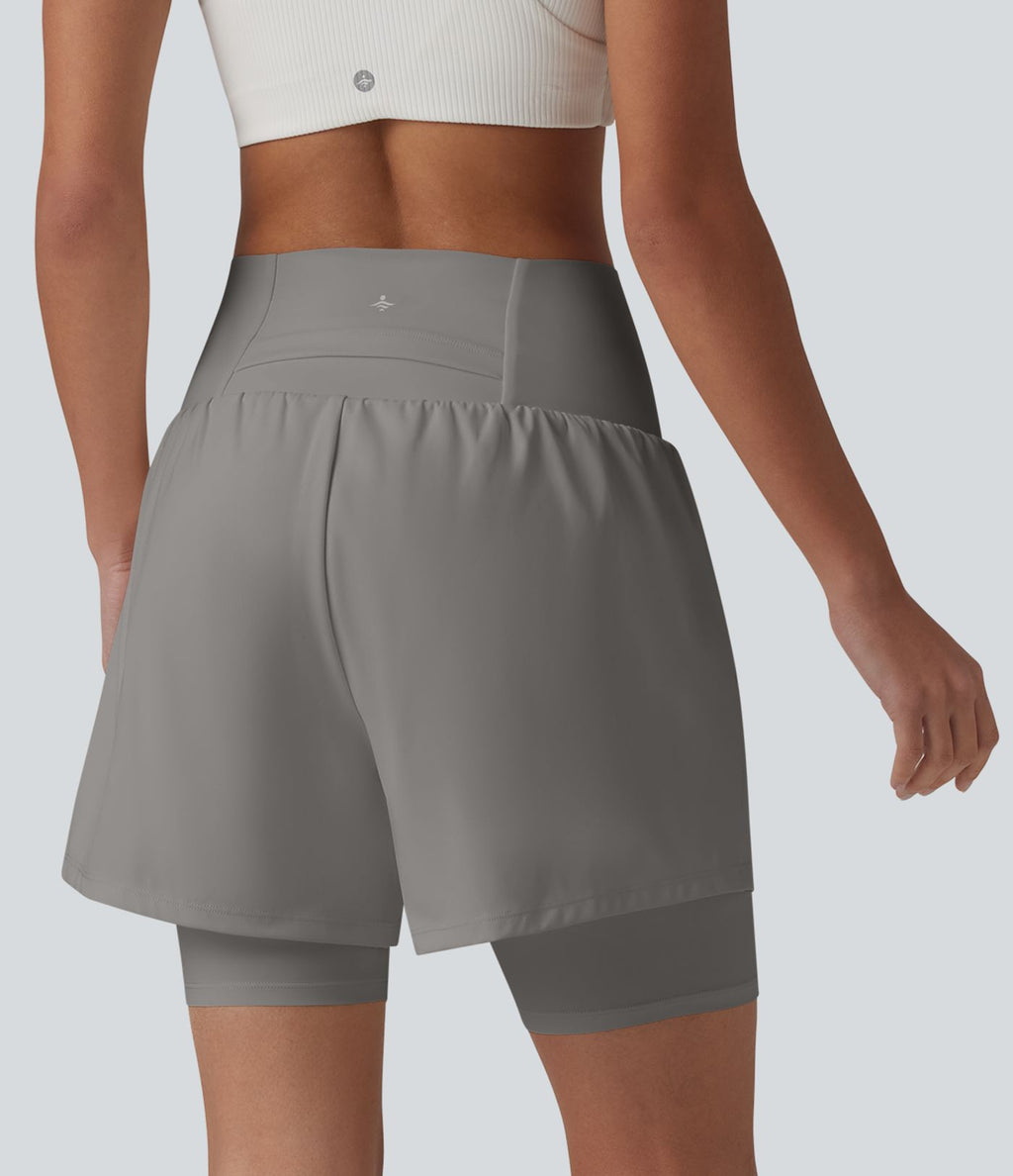 Short de yoga SoftlyZero™ Airy 2-en-1 taille ultra-haute effet frais InstantCool 17,5 cm avec poches
