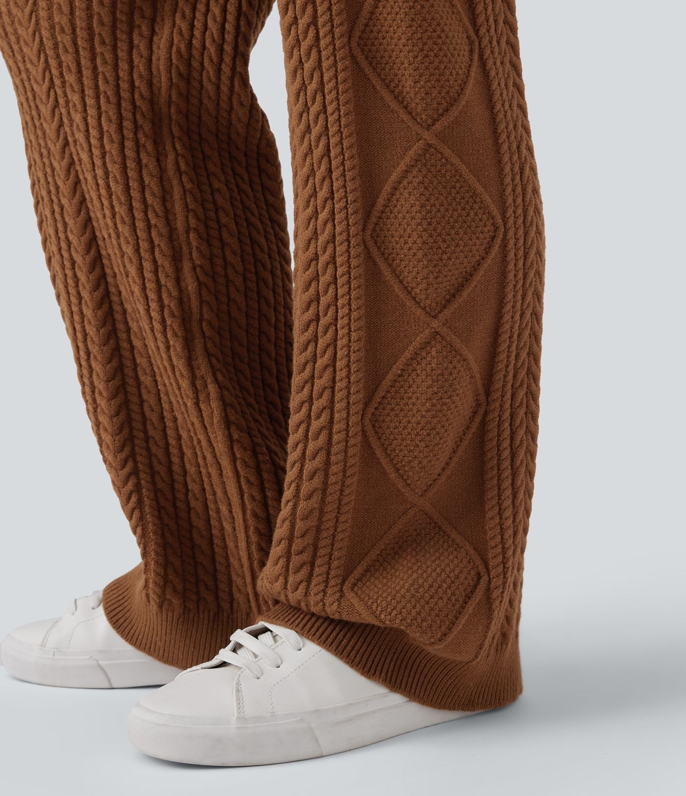 Pantalon décontracté en maille taille mi-haute avec cordon de serrage
