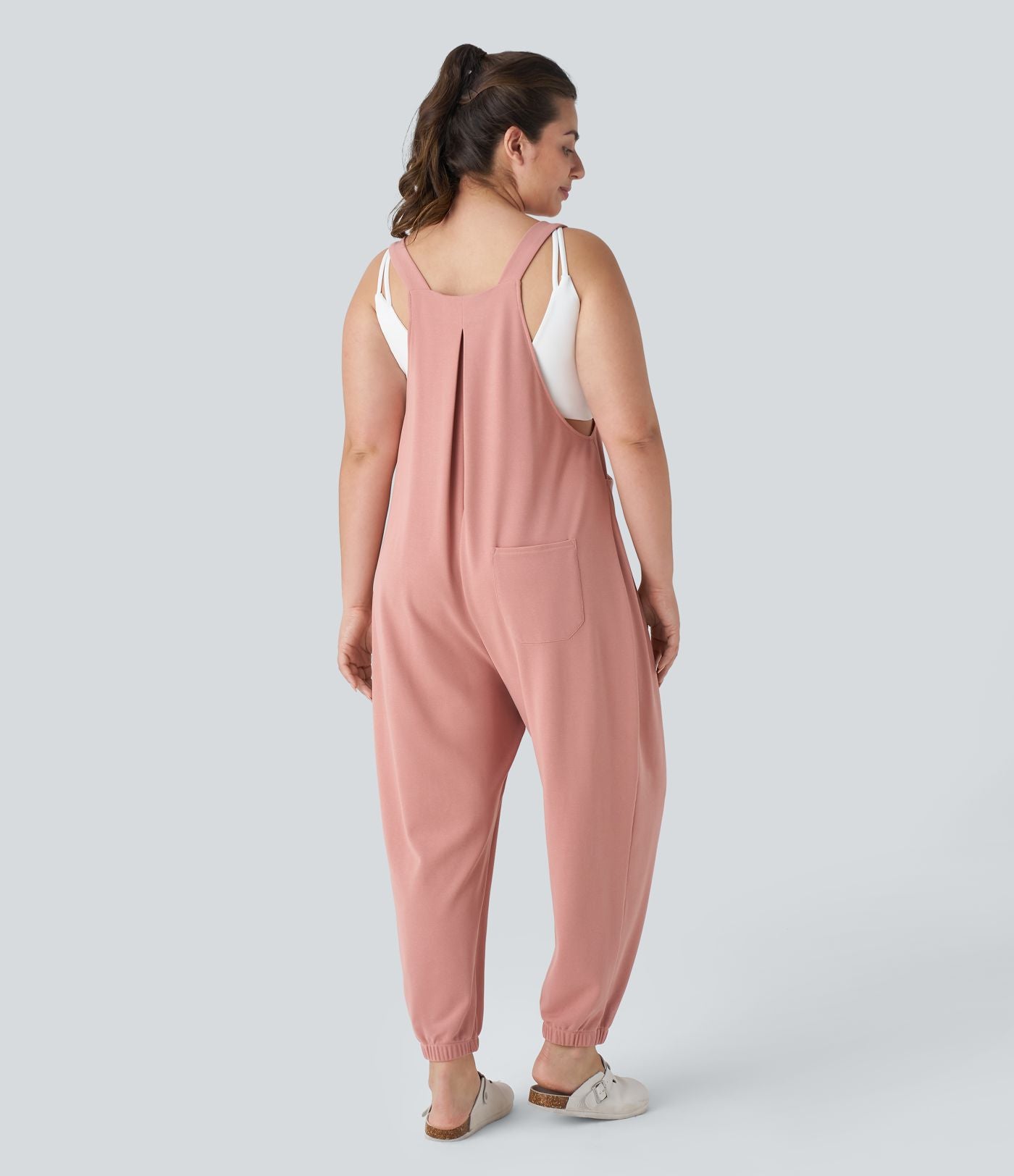Sangle Réglable Bouton Plusieurs Poches Plissé Gaufré Casual Grande Taille Salopette