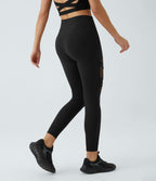 Legging yoga croisé taille haute avec mesh contrastant et boucle décorative DayStretch