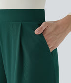 Halara Flex™ Pantalon Tailleur Évasé à Taille Haute Sculptant la Silhouette avec Poches Latérales Micro Waffle