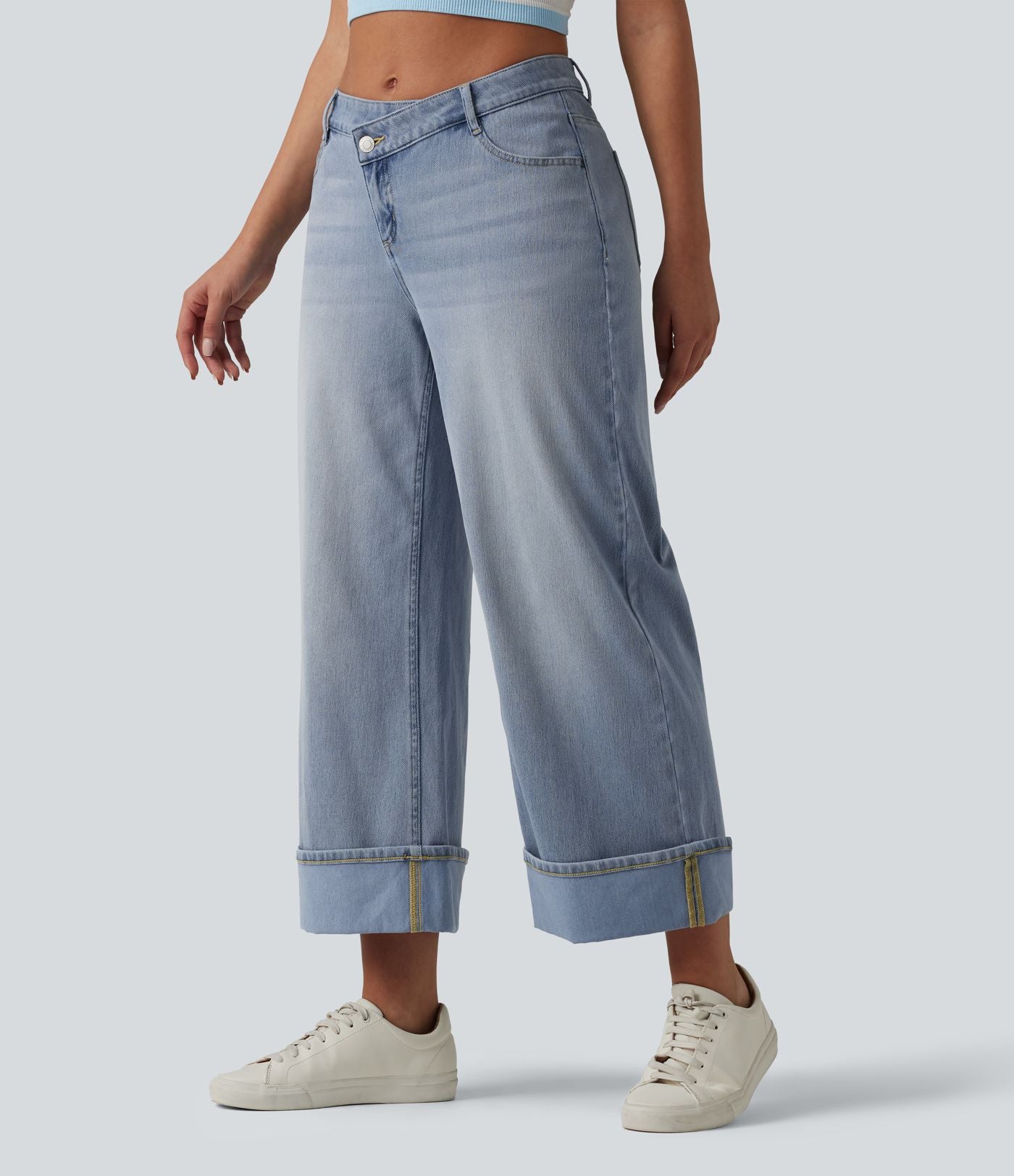Jean large Halara Flex™ taille mi-haute asymétrique avec ourlet retroussé et poches